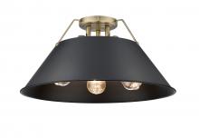  3306-3FM AB-BLK - Orwell 3-Light Flush Mount in Aged Brass with Matte Black